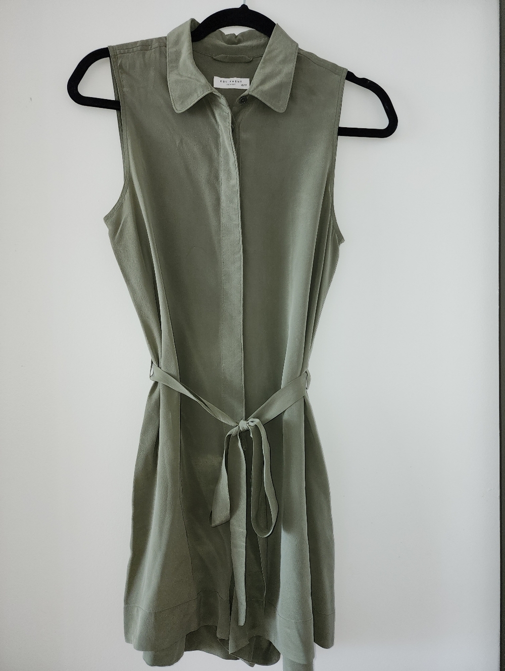 Equipment Silk Sleeveless Romper in Sage